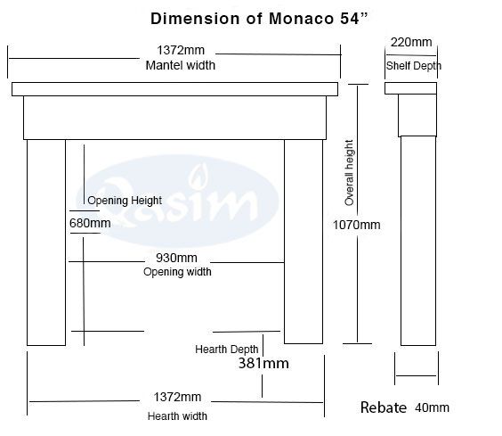 Monaco 54 Dimensions