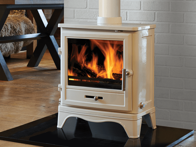 Bassington Eco Stove Skirted in Warm White Enamel