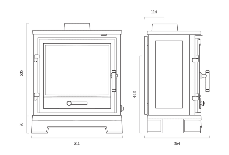 Barrington Eco Baseline Stove Dimensions - White