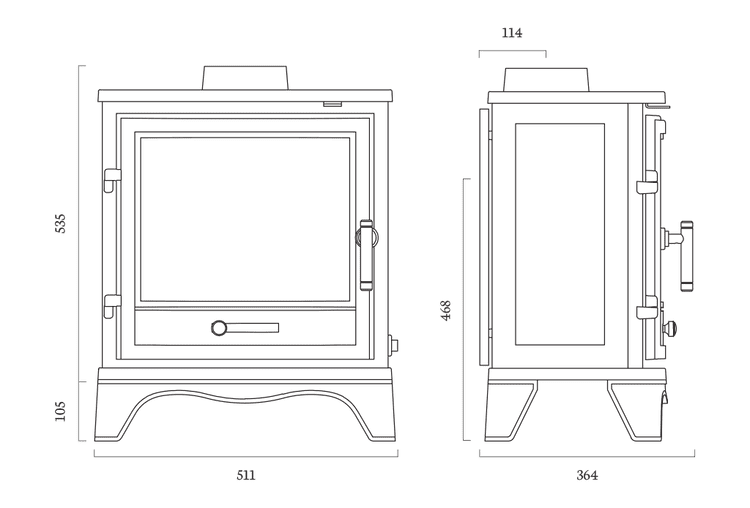 Barrington Eco Skirted Stove Dimensions